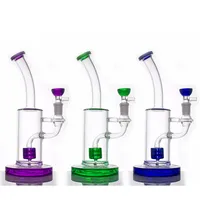 Cheapest Glass Beaker Bong Straight Purple Blue Green Heady Stereo Matrix Perc Mobius Dab Rigs 23cm Tall 14mm Female Joint Hookahs with Bowl
