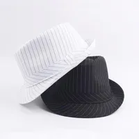القبعات القماش للرجال تريلبي القبعات خطوط فيدورا كاب للذكور أو الإناث الصلبة الرجعية ثلاثية