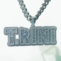 Iced Out Nom personnalisé Baguette Zircon Letters Pendant Big Size Gold Silver Color Nacklace for Men Hip Hop Jewelry269E