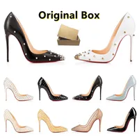 High heels dress designer shoes sneakers women luxury Glitter Rivets triple black nude Pink white Rhinestone leather suede Office Career party wedding shoe With box
