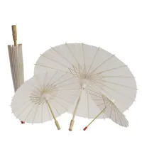 60cm Çin zanaat kağıt şemsiye düğün fotoğraf aksesuar partisi dekor beyaz kağıt uzun saplı parasol