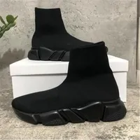Sıradan Ayakkabı Paris Erkek Kadın Hız 1.0 Trainerssock Ayakkabı Örgü Çorap Siyah Khaki Filigran Sneakers Hızları Boy 36-45