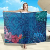 Hycool Polynesian Tribal Soft Beach Cover Ups Lavalava Custom Loog Blank Fashion Sarong Dress Blue Hawaiian Thin Skirt 220507