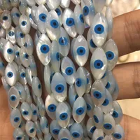10pcs lote Evils Eye White Natural Mother of Pearl Shell Beads para hacer Diy Charm Pulsera Collar Joyería Encontrar accesorios Q259F