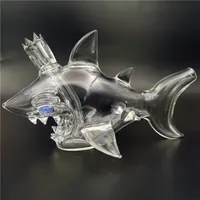 Forma de tubarão de água de água de água de vidro limpo de 10 mm de água de água fêmea Perc Banger Rig Bubbler