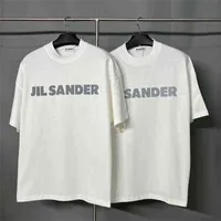Jil Casual T-shirt Crew Collar Tee Women Sander 3m Reflective Letter Printed T-shirts Men Summer Cotton Oversized S-l