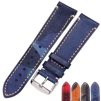 Hengrc vintage vintage strap banda mulheres homens acessórios pulseira 18mm 20mm 22mm vermelho azul marrom banda verde g220420
