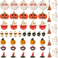 Hänghalsband halloween legering charm diy diverse guldpläterade emalj pumpa skl spöke häxhatt charms för smycken hantverk 10 stil ameiw