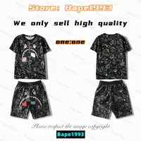 High Quality Apes Mens t-Shirts & Shorts Sets Japan Shark ape head Galaxy spots luminous camo co-branded same style for men and women New designer tshirt set B1993 TZD1-3