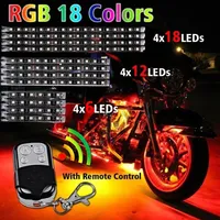 طقم LED LED LED RGB Multi-Color Accent Glow Neon Strips مع وحدة تحكم عن بُعد لـ Harley Motor Bike256S