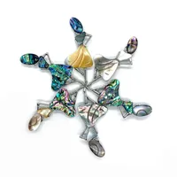 Naszyjniki wiszące Abalone skorupa naturalna retro kolorowa broszka skórzana linowa linowa biżuteria