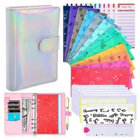 35pcs A6 PU Leather Notebook Cash Lopes System Setwith Binder Tisches for Money Budget Saving Bill Organizer 220624