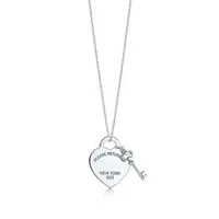 Keer terug naar New York Heart Key Pendant Necklace Original 925 Silver Love Ketters Charm Women Diy Charm Jewelry Gift Clavicl270N