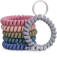 Stretchable Wristband Keychain Party Favors Plastic Spring Flexible Spiral Key Chain for Gym Pool ID Badge Sauna Outdoor Activities