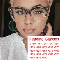 Óculos de sol Senhoras de grandes dimensões quadradas hiperópicas Filtro Blue Light Computer Presbyopia EyeGlasses Frame Vintage elegante Reading Glassess