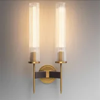 LED modern brass wall lamp sconce ribbed glass vintage retro copper bedroom bedside el restaurant loft RH mirror203V