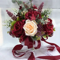 Rosas artificiais de buquê de noiva buquê de casamento para simulação coreana de damas de honra