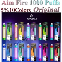 Originale Aivono AIM Fire 1000 sbuffi sigarette VAPE usa e getta da 4 ml POD OEM OEM Light RGB Light 5% all'ingrosso 550 mAh batteria 120 colori Ecigs