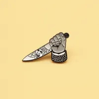 Bates Motel Pins Brooches Horror Movie Alfred Hitchcock Killer Knife Dagger Enamel Badge for Women Gothic Lapel Pins Jewelry