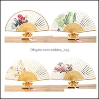 Party Favor Event Supplies Feestelijke Home Garden Vintage Silk Folding Fan Retro Chinese Japanse Bamboo Fold Tassel Dance Hand Fans Decorati