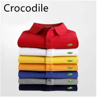 Высококачественные крокодиловые животные печать мужская рубашка поло. Повседневная бизнес верхняя вышива