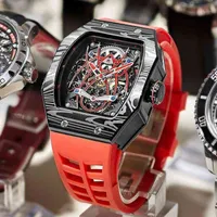 Mecânica de luxo Mecânica assiste Richa Wristwatch Swiss Authentic Men's Automatic Square Mechanical Mill Brand Trendy Spider