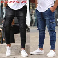 2021 Springtime Men's Slim Fit Jeans Business General Denim pantals estirando múltiples calcetines de bolsillo.
