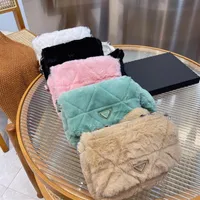 Women Letter P Designer Lambs Wool Crossbody Bag Fur Shopping Shoulder Handbags Lady's Lambswool Handbag With Coin Purse Luxu2081