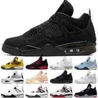 Jumpman 4s Basketball Shoes Mens Womens Designer Sneakers Black Cat Red Thunder Lightning University Blue White Oreo Bred What The 4 Sports Trainers