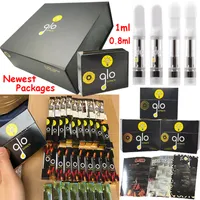 40 Strains Glo Extracts Premium Atomizers Vape Cartridges Newest Package Hologram Box Oil Carts Ceramic Coil Thick Glass Tank Vaporizer 510 E Cigarettes Empty