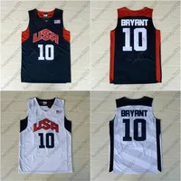 Stitched 10 Bryant Basketball Jersey Mens USA Dream Team Jersey Stitched Blue White Short Sleeve Shirt S-XXL258u