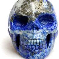 Natural Reki Azul Azul Azul Sodalito Cráneo Curación CRISTAL Estatuilla Artesanía Cráneo Hecho a mano Hecho a mano Escultura Coleccionable Decoración