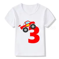 Boys Karting 1-9 T-Shirt Doğum Günü Numarası Baskı Tişörtlü Çocuk Çocuk Kamyonları T-Shirts Amp Gir Araba Mevcut