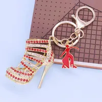 Keychains Trendy Stylish Metal Inlay Inlay Crystal 3d Design Frauen Lady High Heel Schuh rote Figur Fortitude Delta Charme Schlüsselketten für Bagskeychai