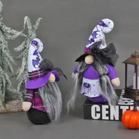 Lila karierte gnome ornamente toys party gesichtlosen geister elf spinnen plüsch duge Halloween festival lieferungen für boy girls 12gl q2