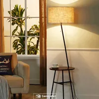 Floor Lamps Vertical Nordic Creative Study Bedroom Warm Table Lamp With Multifunction Solid Wooden Round TableFloor