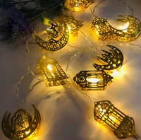 Decorações do Ramadã Luzes da estrela da lua Luzes de cordas Eid Mubarak Kareem Decoração para Partido Muçulmano Islâmico Eid al-Fitr presente