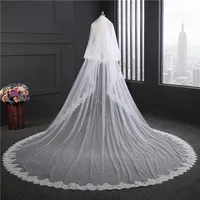 Bridal Veils NZUK Real Pos 2 Layers Sequins Lace Veil 3 5 Meters Cathedral Woodland Wedding With Comb Velos De Novia241H