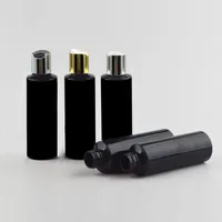 50pcs 120ml black empty plastic shampoo bottle disc top cap 4 oz PET essential oil bottle231O