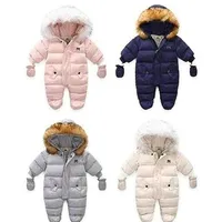 New Born Baby Winter Clothes Toddle Jumpsuit Hooded Inside Fleece Girl Boy Clothes Autumn Overalls Children Outerwear341v