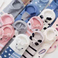 5 Pairs Pack Lot Women Socks Stereoscopic Female Kawaii Cat with Dog Cute Short Cotton Animal Casual Soft Funny