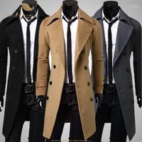 Lã masculina mistura Sishion Long Slim Men Trench Coat Double Basted Colla Turn-Down Collar QY0323 Moda Autumn Winter Wool-Blends Viol22