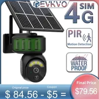 IP Cameras EVKVO 4MP 4G SIM Solar Outdoor WIFI Surveillance PIR Detection PTZ CCTV Battery Powered Security 230206