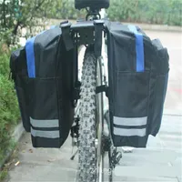 Zwart fietsen fietszadeltas fietstassen PVC en nylon waterdichte dubbele zijde achterste rekstoelzak Pannier fiets accessorie3037