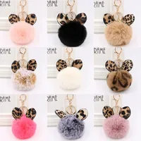 Artificial Rabbit Fur Ball Key Chain Pompons Keychain Women Car Bag Key Ring Jewelry 14 colors