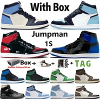 Con Box Factory_footwear Jumpman 1 1s Basketball Shoes for Men Women Lost Found Found Patent University Blue Dark Mocha Heritage Pollen Trainers Sports Sports Sports