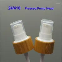 50pcs100pcs 24 410 Cosmetic Lotion Emulsion Pump Head Cap Bamboo Cosmetic Pressed Pump Lid for Shampoo Bottles Cream Head1333k