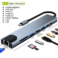 Hubs USB 3.0 Hub Docking Stations 4K Multi Splitter OTG Expander 3.1 med SD/TF -kort för PC MacBookusB HubSUSB