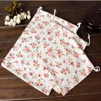 Pure Flower Printed Linen Gift Bag Sachets Travel organza Sack Jewelry Gift Pouches256l