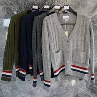 Designer Hoodies 2022 Luxuremerk TB Sweaters Men Women Slim Fit Cardigans kleding gestreepte vaste wol Dikke herfst Winterjas